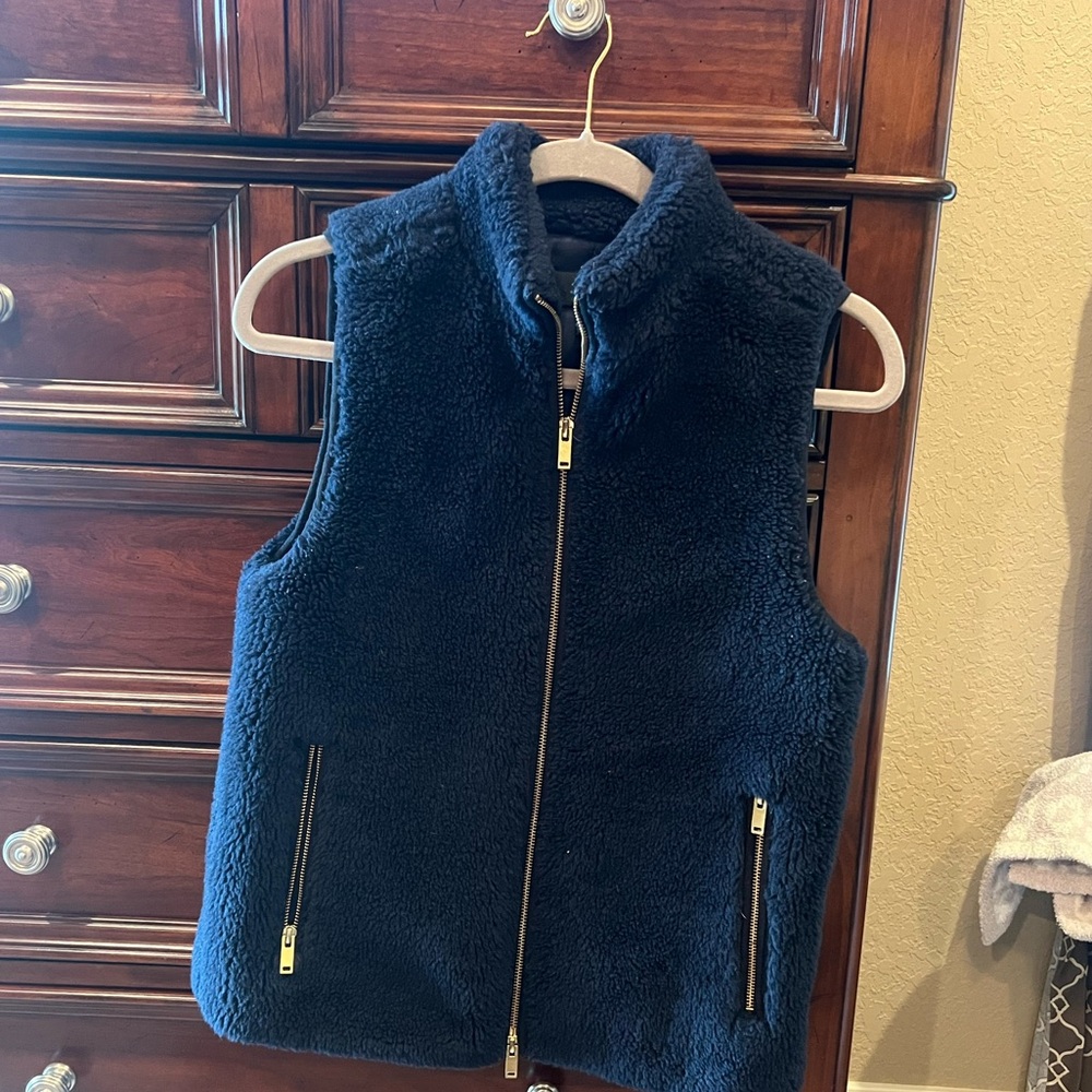 Jcrew navy fleece vest XXS